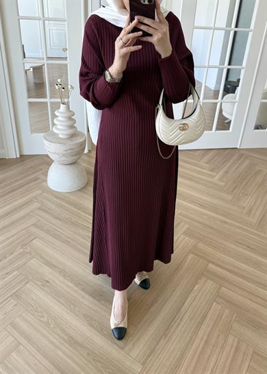 Jully Triko Elbise Bordo