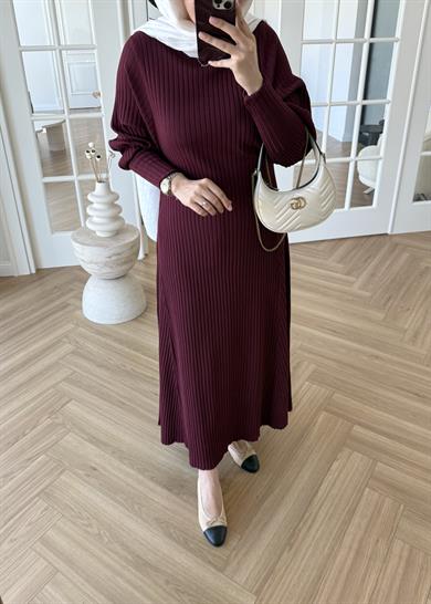 Jully Triko Elbise Bordo