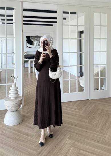 Jully Triko Elbise Kahverengi