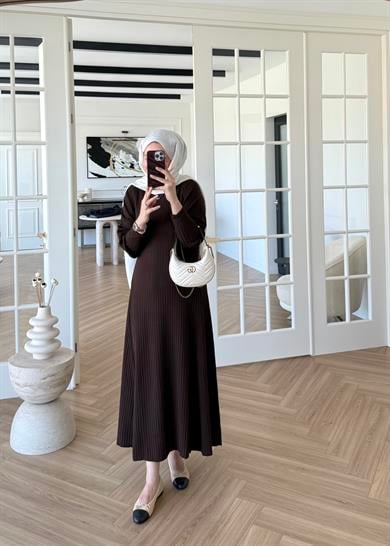 Jully Triko Elbise Kahverengi