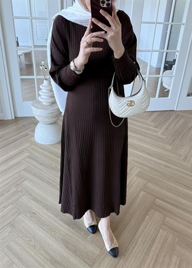 Jully Triko Elbise Kahverengi