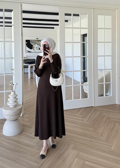 Jully Triko Elbise Kahverengi