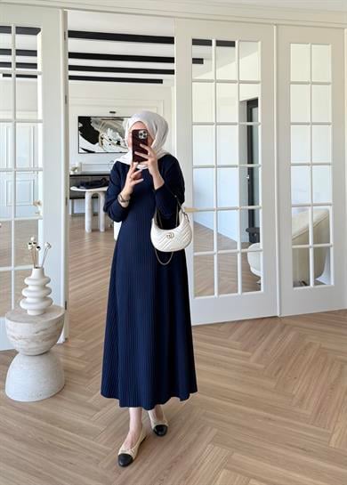 Jully Triko Elbise Lacivert