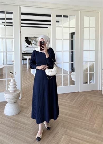 Jully Triko Elbise Lacivert