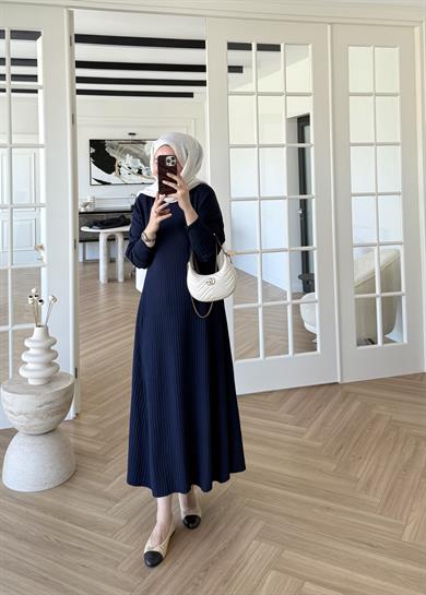 Jully Triko Elbise Lacivert