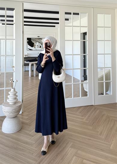 Jully Triko Elbise Lacivert