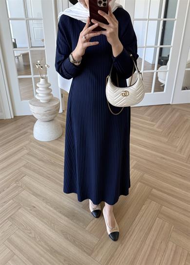 Jully Triko Elbise Lacivert