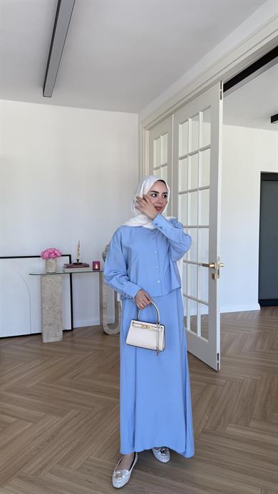 Katy Gömlek Elbise Bebe Mavi