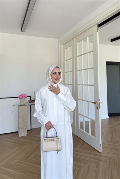 Katy Gömlek Elbise Beyaz