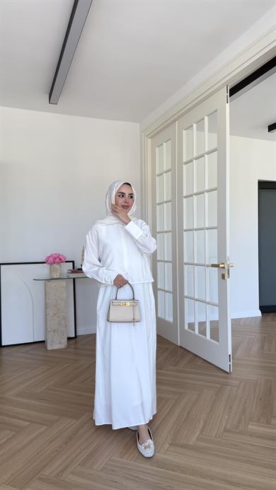 Katy Gömlek Elbise Beyaz