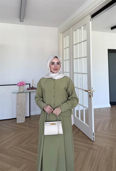 Katy Gömlek Elbise Haki