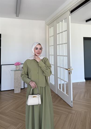 Katy Gömlek Elbise Haki