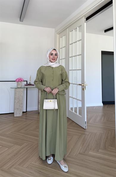 Katy Gömlek Elbise Haki