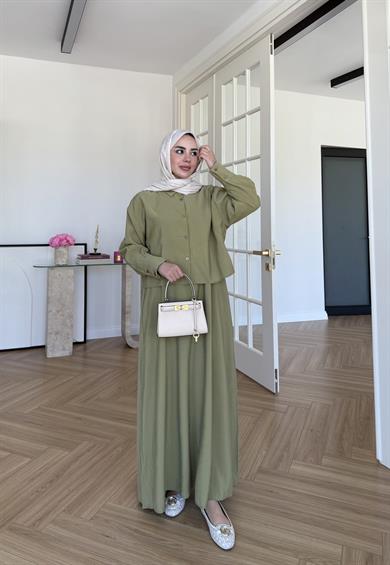 Katy Gömlek Elbise Haki