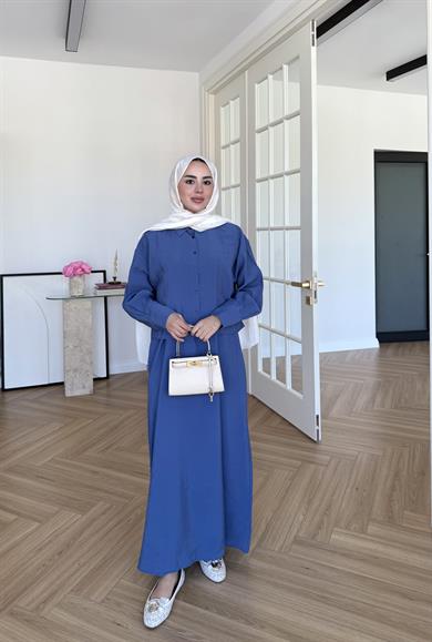 Katy Gömlek Elbise Mavi