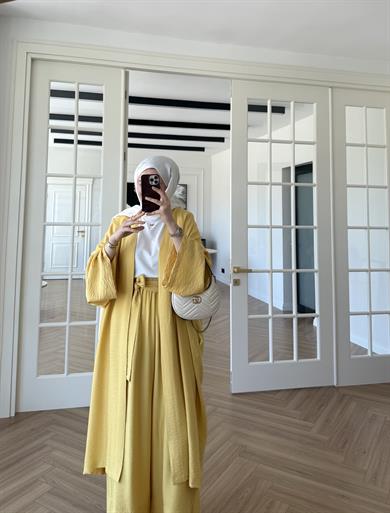 Keten Kimono Takım Sarı