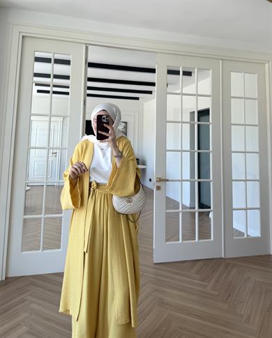 Keten Kimono Takım Sarı