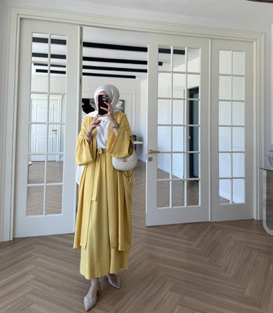 Keten Kimono Takım Sarı