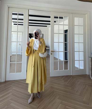 Keten Kimono Takım Sarı