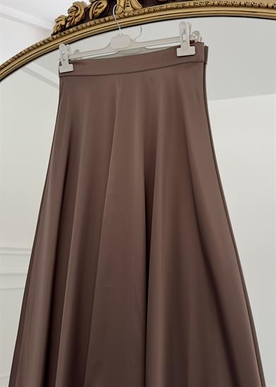 Kloş Saten Etek Kahve
