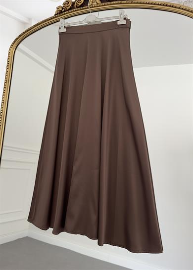 Kloş Saten Etek Kahve