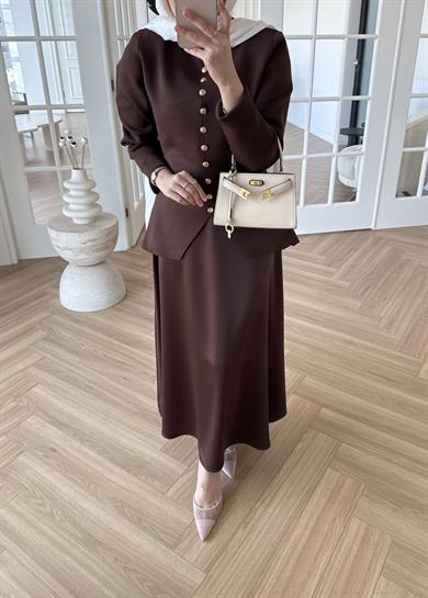 Kloş Zra Saten Etek Kahverengi