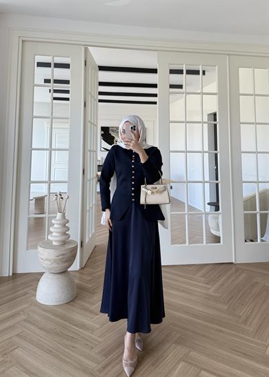 Kloş Zra Saten Etek Lacivert