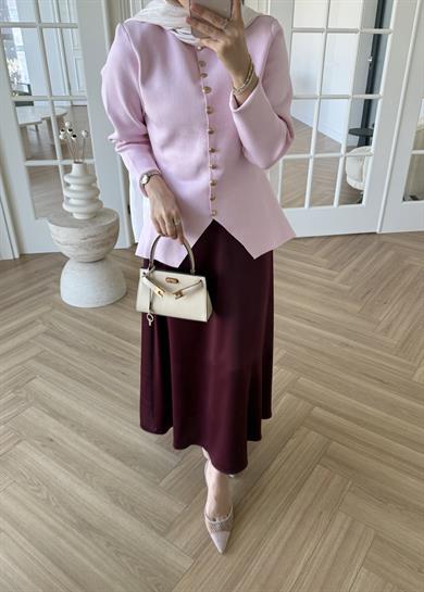 Kloş Zra Saten Etek Mürdüm