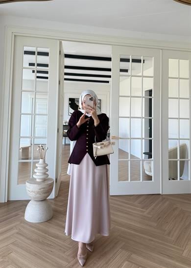 Kloş Zra Saten Etek Pudra