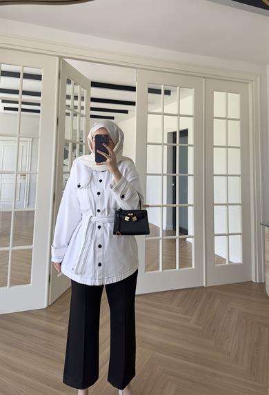 Kontrast Dikişli Denim Ceket