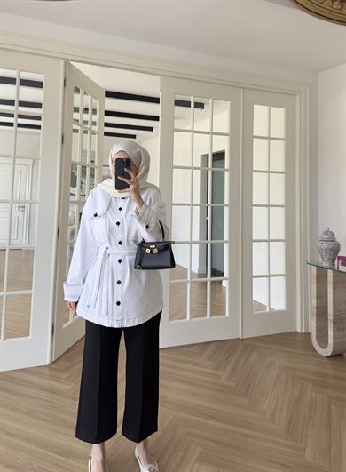Kontrast Dikişli Denim Ceket