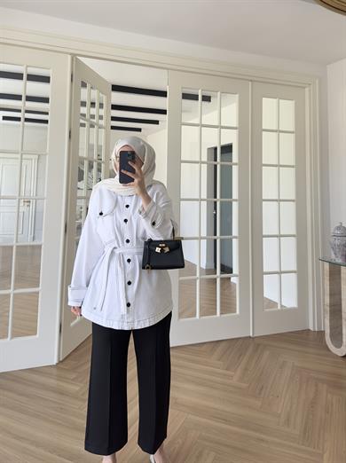 Kontrast Dikişli Denim Ceket