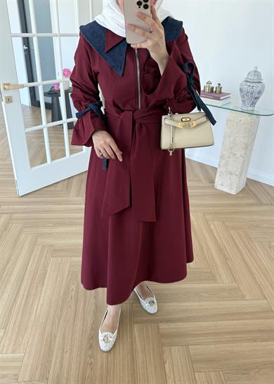 Kot Garnili Elbise Bordo