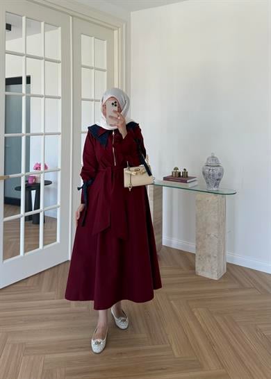 Kot Garnili Elbise Bordo