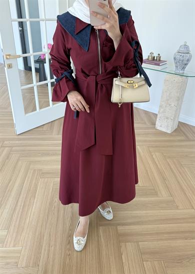 Kot Garnili Elbise Bordo