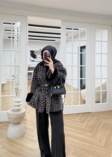 Kürk Kollu Leopar Kaban Vizon