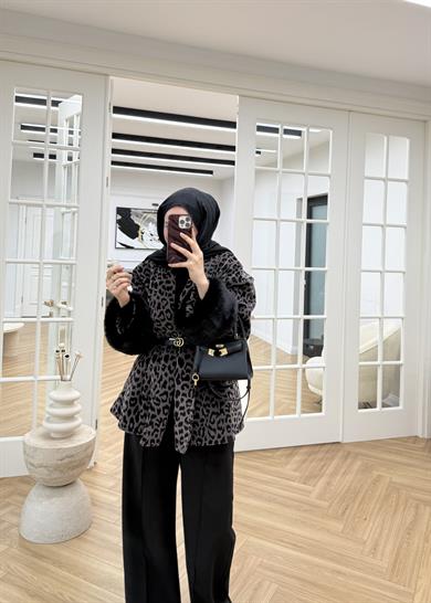 Kürk Kollu Leopar Kaban Vizon