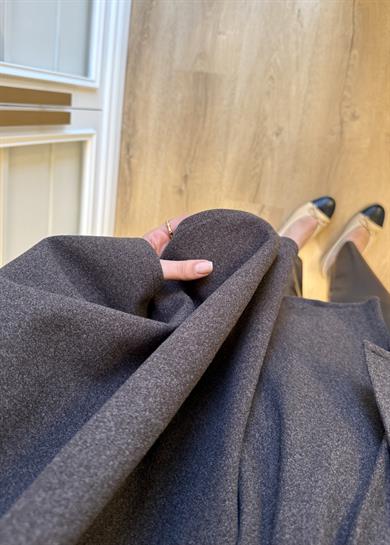 Kürk Şapkalı Kaşe Kaban Kahve