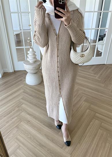 Ladie Uzun Triko Elbise Taş