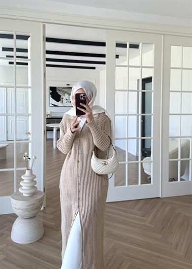 Ladie Uzun Triko Elbise Taş