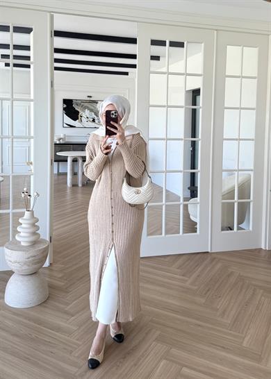 Ladie Uzun Triko Elbise Taş