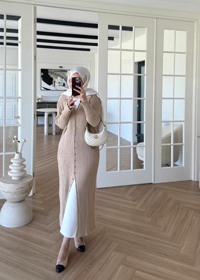 Ladie Uzun Triko Elbise Taş