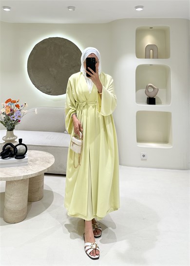 Lady 2 li Abaya Takım Butteryellow
