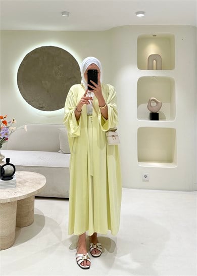 Lady 2 li Abaya Takım Butteryellow