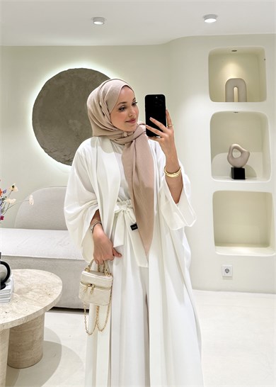 Lady 2 li Abaya Takım Ekru