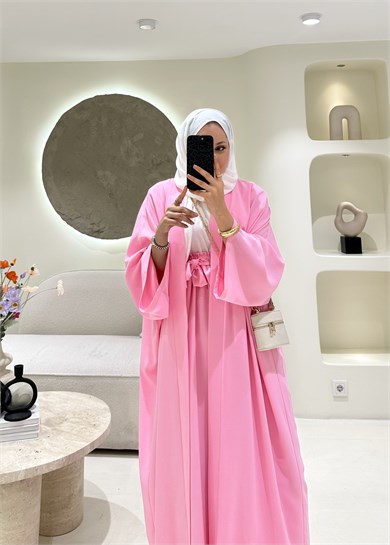 Lady 2 li Abaya Takım Pembe