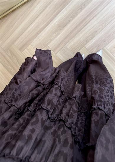 Leopar Desen Şifon Takım Kahve