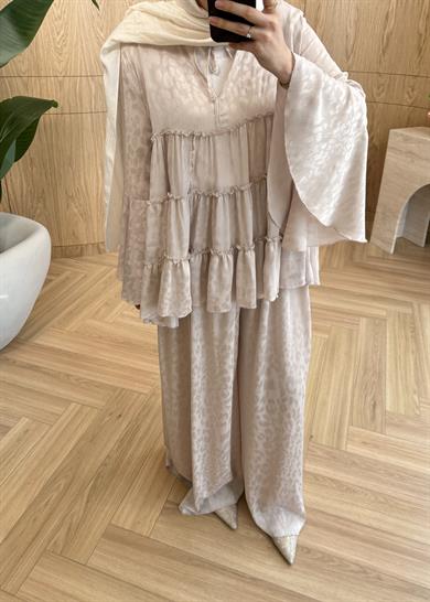 Leopar Desen Şifon Takım Taş