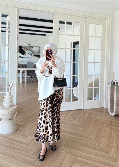 Leopar Etekli Takım Ekru