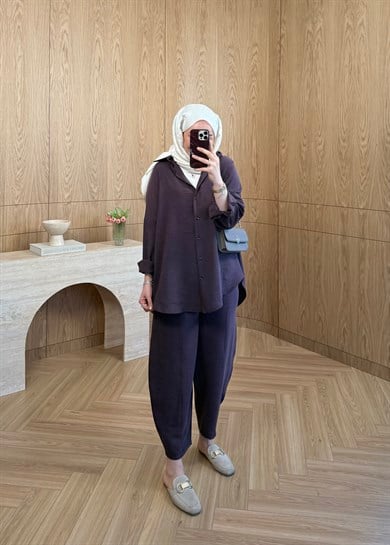 Lina Gömlekli Takım Mürdüm